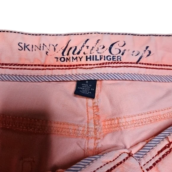 Tommy Hilfiger 8 Pink Skinny Ankle Crop Bottom Zip Jeans - Picture 2 of 8